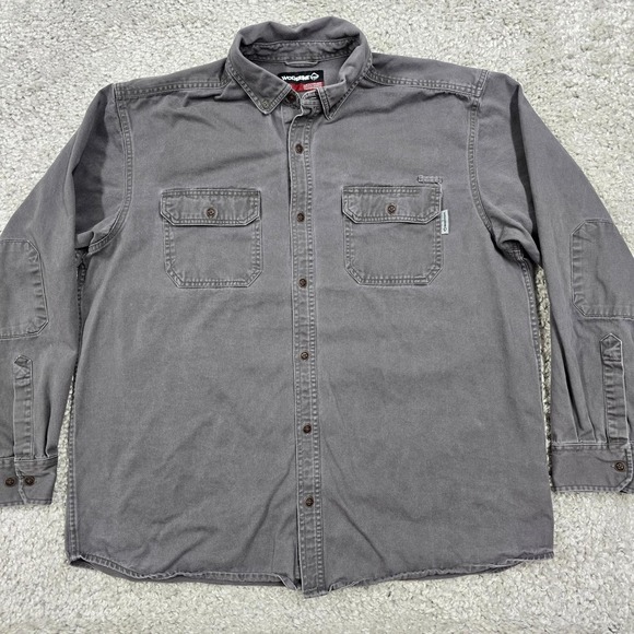 Wolverine Other - Wolverine Mens‎ Heavy Duty Button Down Work Shirt Gray Cotton Size XL Utility